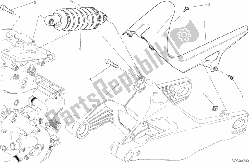 All parts for the Sospensione Posteriore of the Ducati Monster 821 Stripes USA 2015